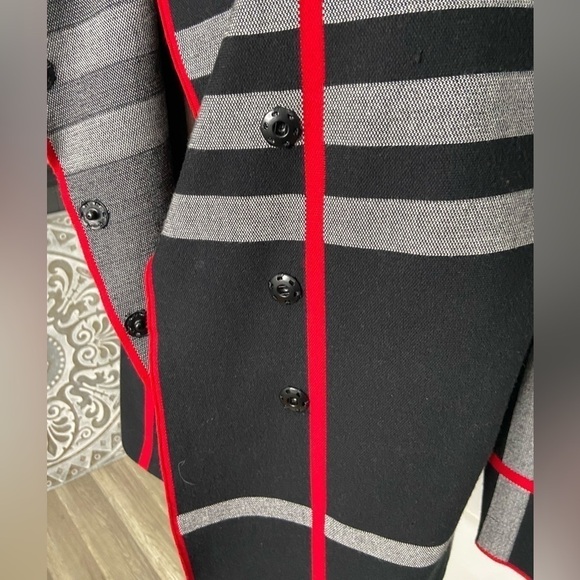 ALISON Sheri Button Cardigan Black, Gray, Red Size Medium - Picture 7 of 11